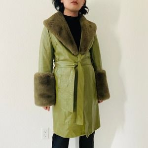 Olive Green Croc Afghan Coat